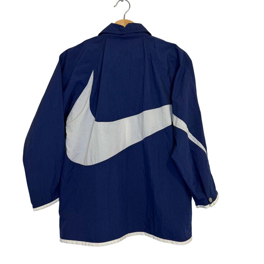 Nike Big Swoosh Navy Blue Vintage Rain Jacket Kids size 10/12 Oversized